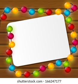 Christmas card with color light bulbs