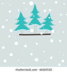 christmas card with color tree . vector illustration