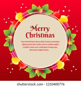 christmas card with colorful ball light decoration