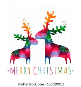 christmas card with colorful deers