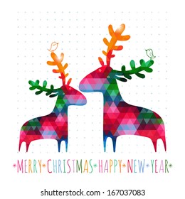 CHRISTMAS card with colorful deers