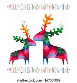 CHRISTMAS card with colorful deers