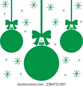 Christmas card with colorful green balls vector art