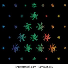 Christmas card with colorful snowflakes.
