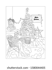 Christmas card coloring book/ Christmas tree/ gifts