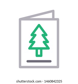 christmas card colour line vector icon