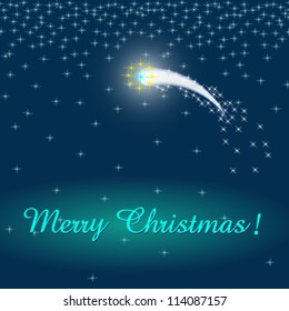 Christmas card with comet. Vector