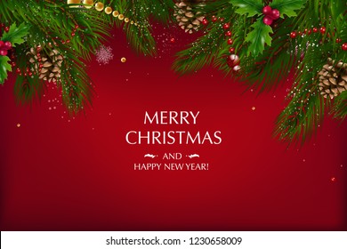 Holidays Background Season Wishes Border Realistic Stock Vector ...