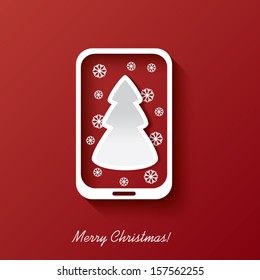 Christmas card concept design in smartphone background suitable for christmas postcards or invitations to sales etc.