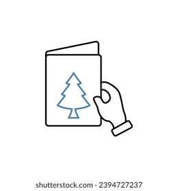 christmas card concept line icon. Simple element illustration. christmas card concept outline symbol design.
