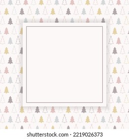 Christmas card with copyspace. Empty Xmas background with trees. Vector