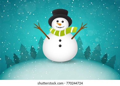 Christmas card with copyspace and funny Snowman. Vector.