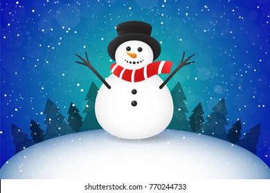 Christmas card with copyspace and funny Snowman. Vector.