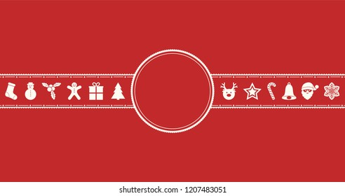 Christmas card with copyspace and ornaments. Vector.