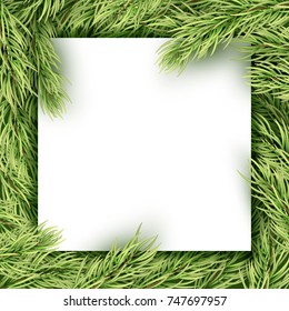 Christmas card with copyspace. Pine branch holiday frame. And also includes EPS 10 vector