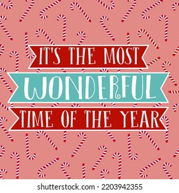 Christmas card cover design with text 'It's the most wonderful time of the year'