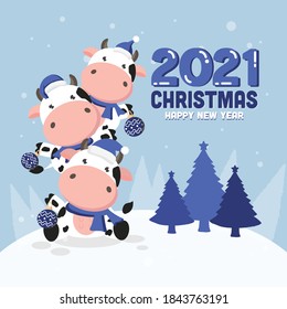  Christmas card with a cow or a bull.