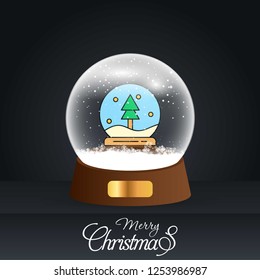 Christmas card with creative elegant design and globe also with dark background vector