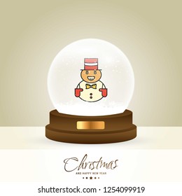 Christmas card with creative elegant design and globe also with golden background vector