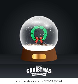 Christmas card with creative elegant design and globe also with dark background vector