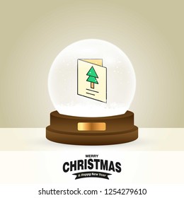 Christmas card with creative elegant design and globe also with golden background vector