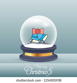 Christmas card with creative elegant design and globe also with grey background vector