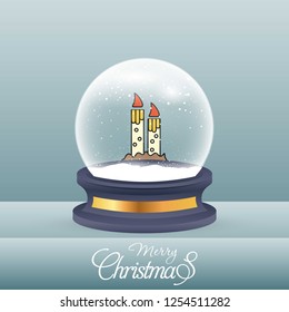 Christmas card with creative elegant design and globe also with grey background vector