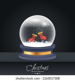 Christmas card with creative elegant design and globe also with dark background vector