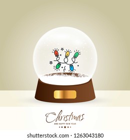 Christmas card with creative elegant design and globe also with golden background vector