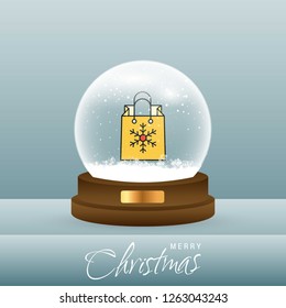 Christmas card with creative elegant design and globe also with grey background vector