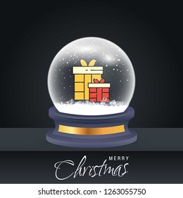 Christmas card with creative elegant design and globe also with dark background vector