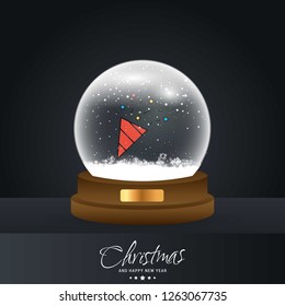 Christmas card with creative elegant design and globe also with dark background vector