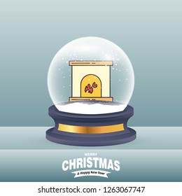 Christmas card with creative elegant design and globe also with grey background vector