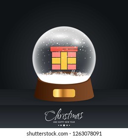 Christmas card with creative elegant design and globe also with dark background vector