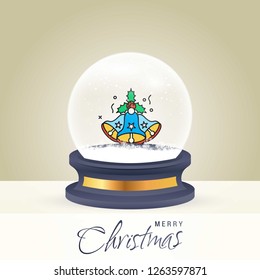 Christmas card with creative elegant design and globe also with golden background vector