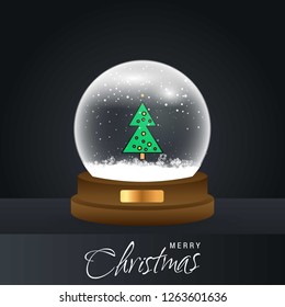 Christmas card with creative elegant design and globe also with dark background vector