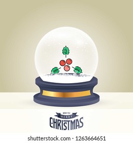 Christmas card with creative elegant design and globe also with golden background vector