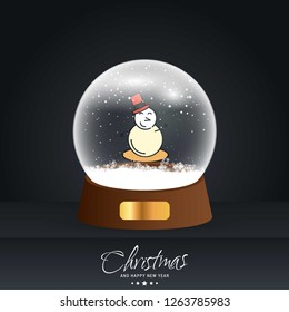 Christmas card with creative elegant design and globe also with dark background vector