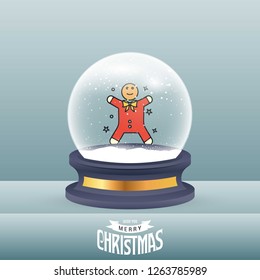 Christmas card with creative elegant design and globe also with grey background vector
