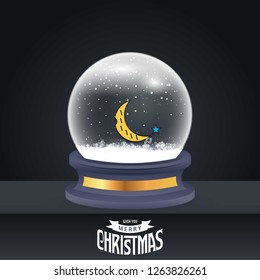 Christmas card with creative elegant design and globe also with dark background vector