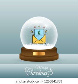 Christmas card with creative elegant design and globe also with grey background vector