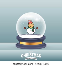 Christmas card with creative elegant design and globe also with grey background vector