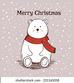 Christmas card with cute bear