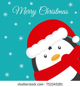 Christmas card. Cute boy penguin