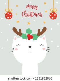 Christmas card. cute cat.