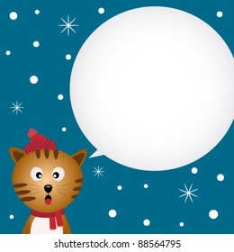 Christmas card with cute cat