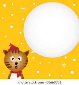 Christmas card with cute cat