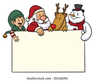 Christmas card with cute characters on top