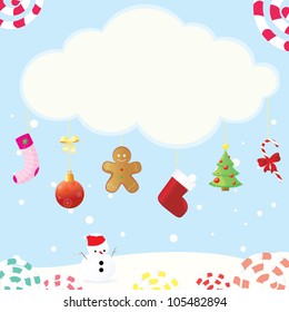 Christmas card  with cute decoration - design element , vector illustration