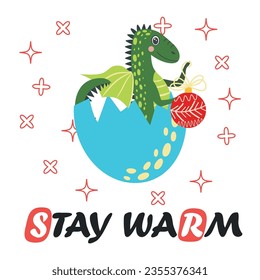 Christmas card with cute green dragon. Year of the Dragon 2024, China.